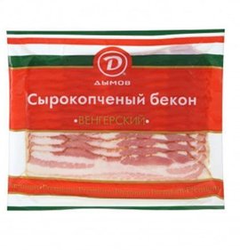 Фото товара Бекон Венгерский с/к нарезка 200гр в/у Дымов