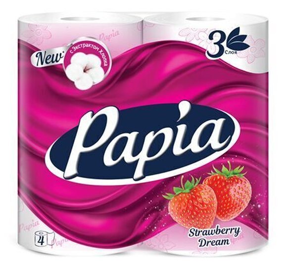 Бумага туалетная Papia 3сл 4шт клубника купить с доставкой в Канске