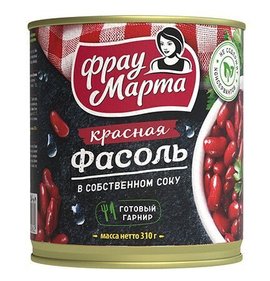 Фото товара Фасоль Фрау Марта красная в с/с 310г ж/б