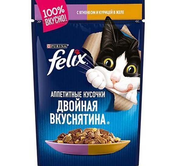 Felix  Аппетитные кусочки д/к пак.85гр ягненок+курица купить с доставкой в Канске
