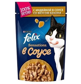 Фото товара Felix д/к с индейкой в соусе со вкусом бекона 85г