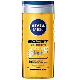 Фото товара Гель для душа Nivea men 250мл BOOST 3в1 для тела лица и волос