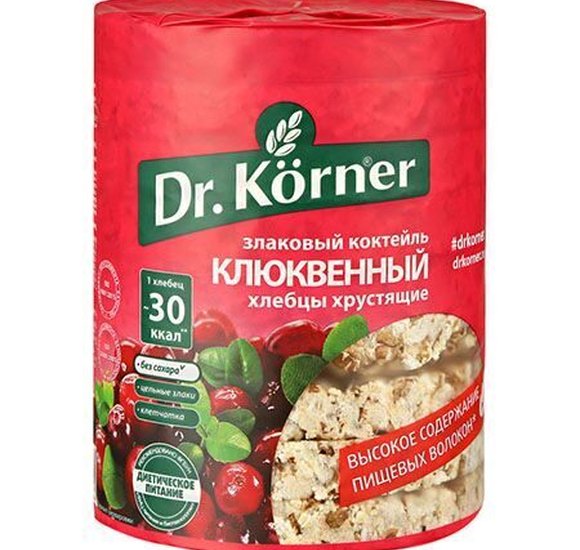 Хлебцы Dr Korner 100г злаковый коктейль клюквенные купить с доставкой в Канске