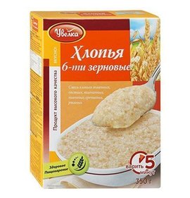 Фото товара Хлопья Увелка 6 злаков 350г