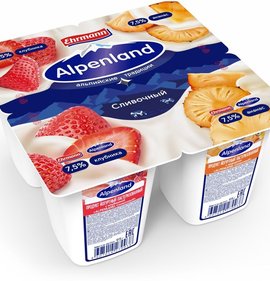 Фото товара Йогурт Alpenland Сливочный Клубника Ананас 7.5% 95г БЗМЖ