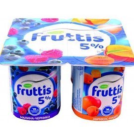 Фото товара Йогурт Fruttis Сливочное лакомство Абрикос Манго/Малина Черника 5% 115г БЗМЖ