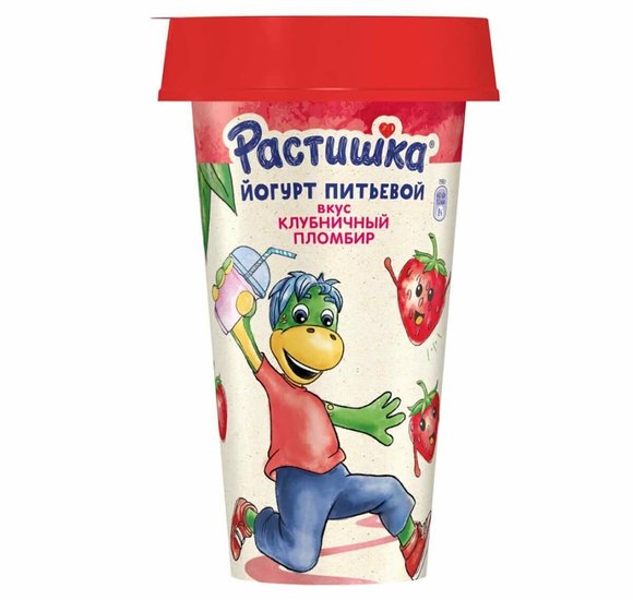 Йогурт Растишка питьевой 2,8% Клубничный пломбир 190г БЗМЖ купить с доставкой в Канске