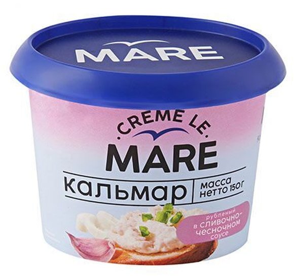 Кальмар Балтийский берег Creme Le Mare рубленый сливочно-чесночный соус 150г купить с доставкой в Канске