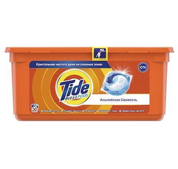 Капсулы Tide 30шт 25,2г Альпийская свежесть купить с доставкой в Канске