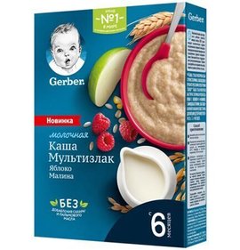 Фото товара Каша Gerber мультизлак Яблоко Малина 180г