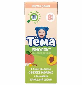 Фото товара Кисломолочный продукт Биолакт Тема Персик-злаки 3,2% 208г Юнимилк