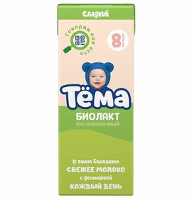 Фото товара Кисломолочный продукт Биолакт Тема Сладкий 3,2% 208гр БЗМЖ
