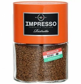 Фото товара Кофе Impresto Ristretto 100г сублимированный с добавлением ст/б