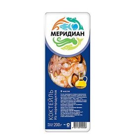 Фото товара Коктейль из морепродуктов Меридиан в масле 200г