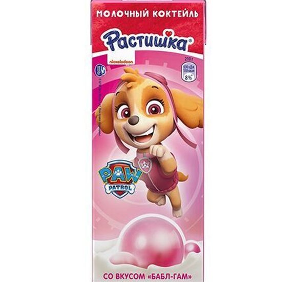 Коктейль молочный Растишка  Бабл-гам 2,0% 210г БЗМЖ купить с доставкой в Канске