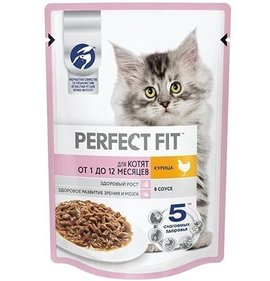 Фото товара Корм Perfect Fit Курица в соусе для котят 75г