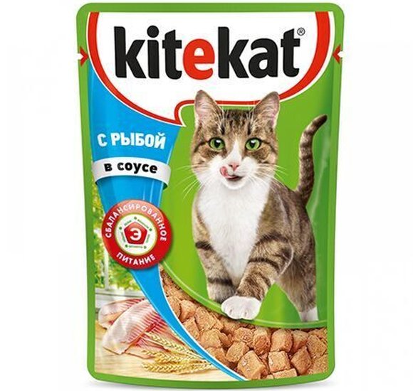 Корм для кошек Китикет Рыба в соусе 85г купить с доставкой в Канске