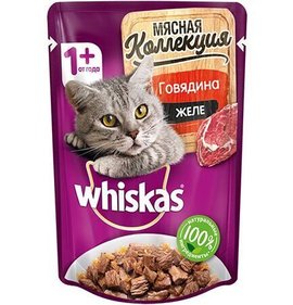 Фото товара Корм для кошек Вискас Мясная коллекция Желе говядина 75г