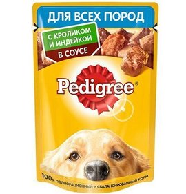 Фото товара Корм для собак Pedigree Кролик индейка в соусе 85г