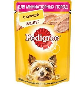 Фото товара Корм для собак Pedigree Паштет с курицей для миниатюрных пород 80г