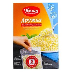 Фото товара Крупа Увелка Дружба Смесь рис круглоз+пшено шлифов 5пак по 80г