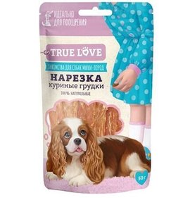Фото товара Лакомство д/собак мини пород True love нарезка куриные грудки 50г