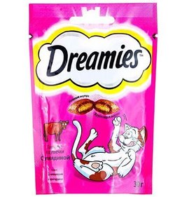 Фото товара Лакомство для кошек Dreamies подушечки с говядиной 30г