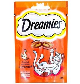 Фото товара Лакомство для кошек Dreamies подушечки с курицей 30г