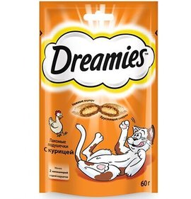 Фото товара Лакомство для кошек Dreamies подушечки с курицей 60г