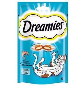 Фото товара Лакомство для кошек Dreamies подушечки с лососем 60г