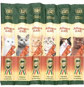 Фото товара Мясные колбаски Allegro cat из курицы и печени для кошек 5г