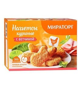 Фото товара Наггетсы Мираторг куриные с ветчиной 300г