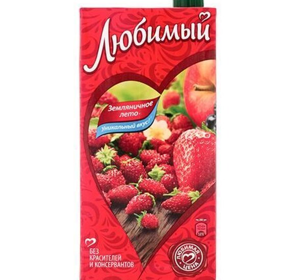 Напиток сокосодержащий Любимый Земляничное лето 0.95л купить с доставкой в Канске