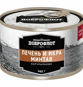 Фото товара Печень и икра минтая Доброфлот 245г