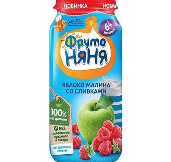 Пюре ФрутоНяня Яблоко малина сливки 250г купить с доставкой в Канске