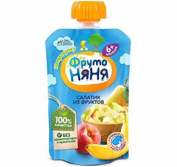 Пюре ФрутоНяня  Салатик из фруктов д/п 100гр купить с доставкой в Канске