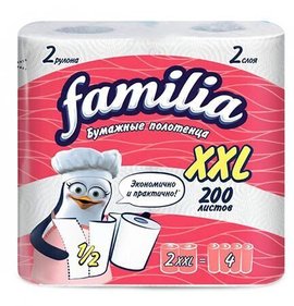 Фото товара Полотенца бумажные Familia XXL 2сл 200 листов 1 рулон