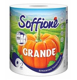 Фото товара Полотенце бумажное Soffione Grande двухслойное 1 рулон 450 отрывов