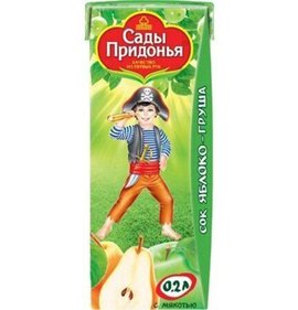Фото товара Сок Сады Придонья Яблочно-грушевый 200мл