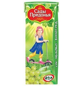 Фото товара Сок Сады Придонья Яблоко Виноград 200мл .