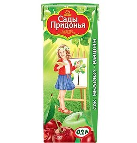 Фото товара Сок Сады Придонья Яблоко Вишня 200мл.