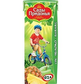 Фото товара Сок Сады Придонья Яблоко ананас 200мл