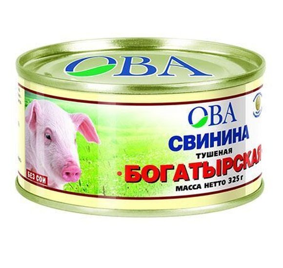 Свинина тушеная ОВА Богатырская 325г купить с доставкой в Канске