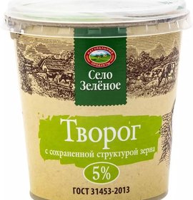 Фото товара Творог Село Зеленое 5% 200г БЗМЖ