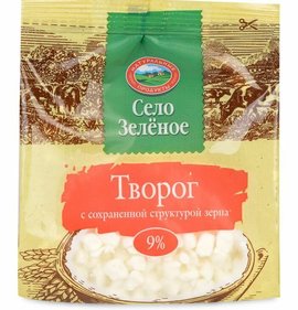 Фото товара Творог Село зеленое 9% 200г БЗМЖ