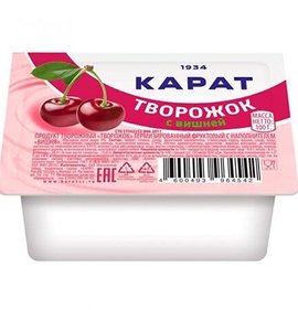 Фото товара Творожный продукт Карат фруктовый Вишня 9% 100г БЗМЖ